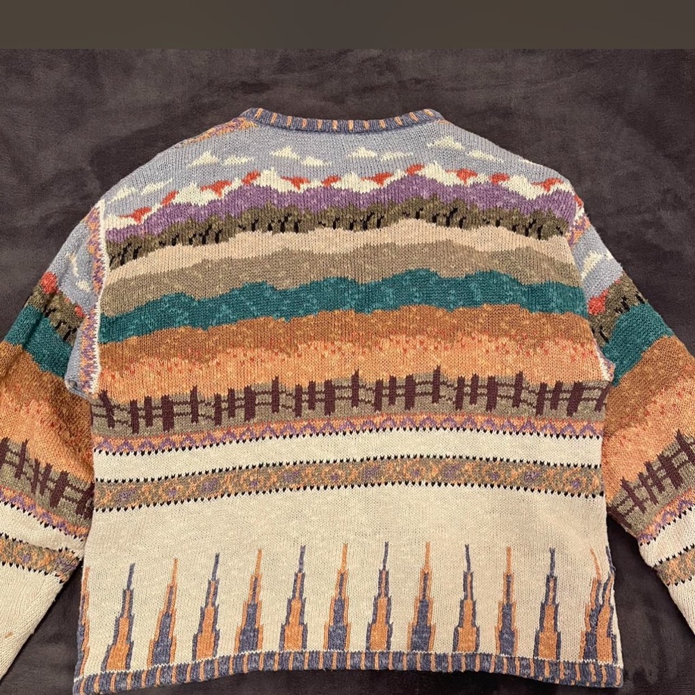 Icelandic Designs Colorful Horse pony western Pattern Cardigan M EUC - Picture 7 of 12